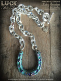 1608 Lucky Horseshoe necklace, horseshoe necklace, good luck necklace, lucky necklace, silver, tanzanite, big, chunky, bold & badass, patina