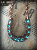 1610 Lucky Horseshoe necklace, horseshoe necklace, good luck necklace, lucky necklace, copper metal, big, chunky, bold and badass