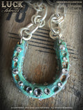 1604 Lucky Horseshoe necklace, horseshoe necklace, good luck necklace, lucky necklace, silver, big, chunky, bold and badass, patina